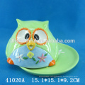 Colorful ceramic owl butter container